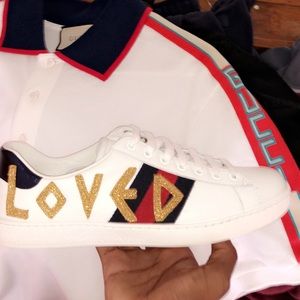 Gucci polo shirt and sneakers